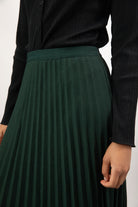 Emerald green pleated midi skirt_3