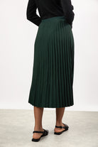 Emerald green pleated midi skirt_2