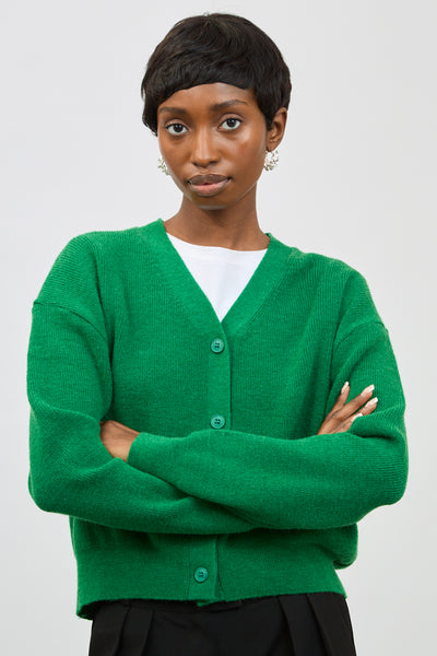 UNCLE’S CARDIGAN/Malachite Emerald green smooth smart cardigan | Glassworks London