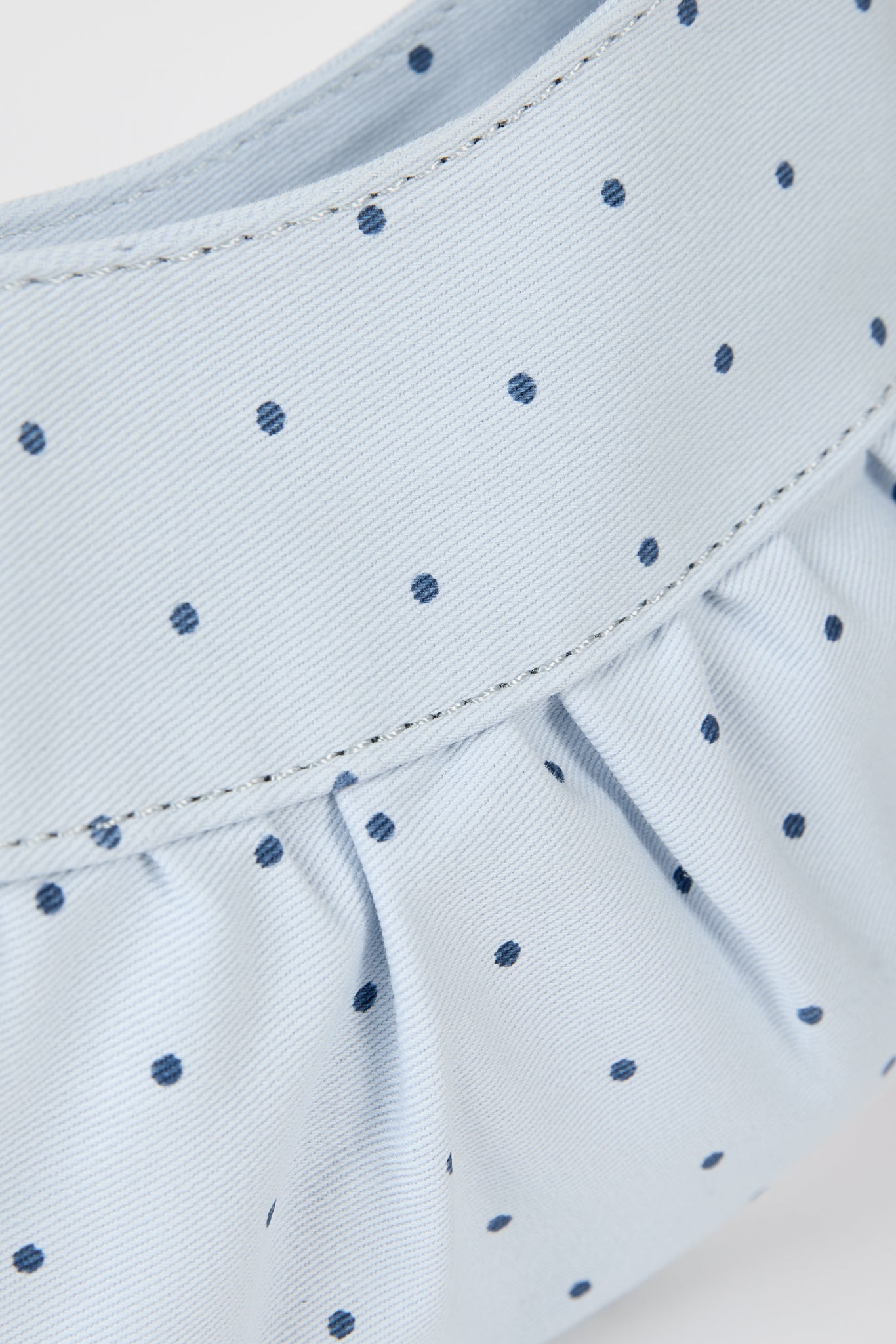 Pale blue tiny polka dot ruched curve shoulder bag_5