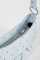 Pale blue tiny polka dot ruched curve shoulder bag_4