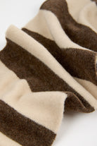 Brown and ivory wool blend block striped scarf_3