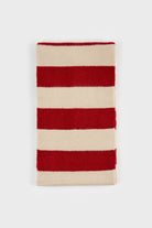 Burgundy and ivory wool blend block striped scarf_1