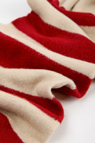 Burgundy and ivory wool blend block striped scarf_3