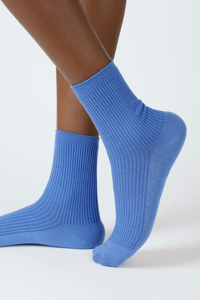 Blue classic ribbed socks_1