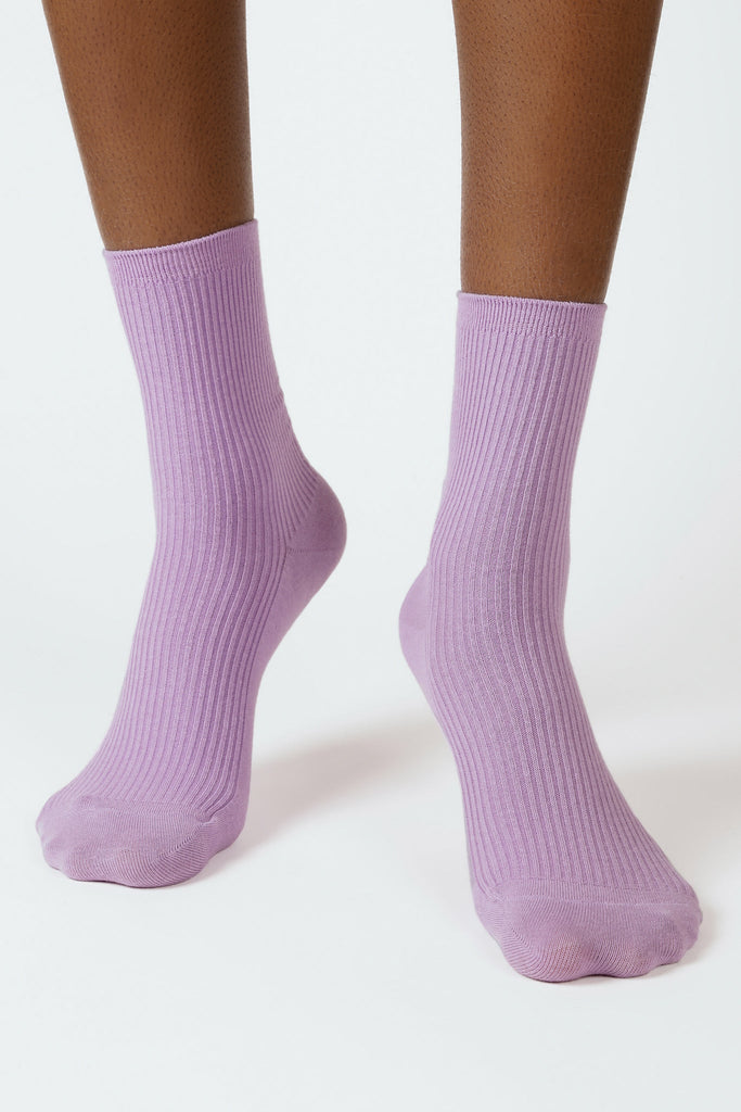 Purple classic ribbed socks_1