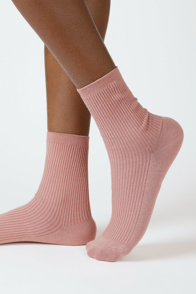 Pink classic ribbed socks_1