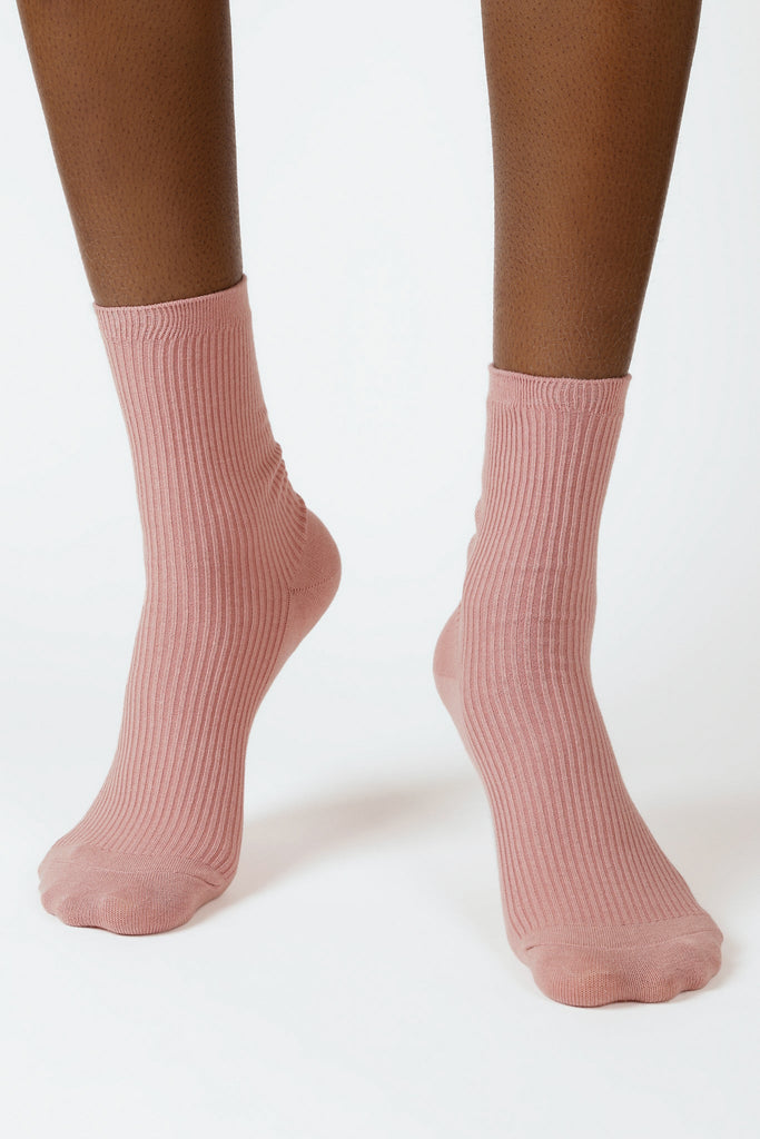 Pink classic ribbed socks_2