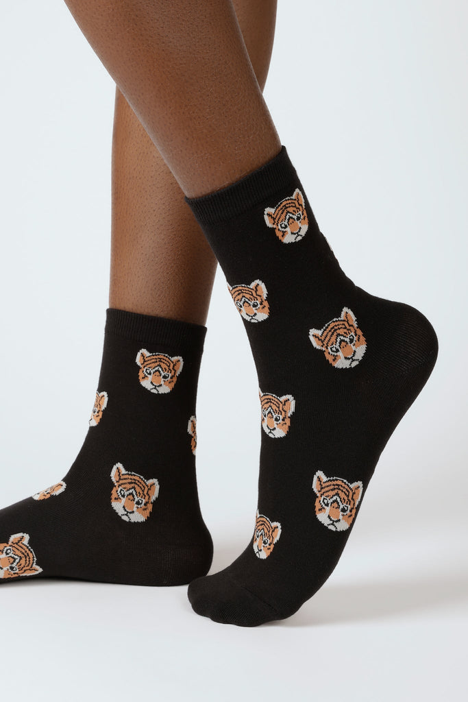 Black 'Zodiac Tiger' socks_1