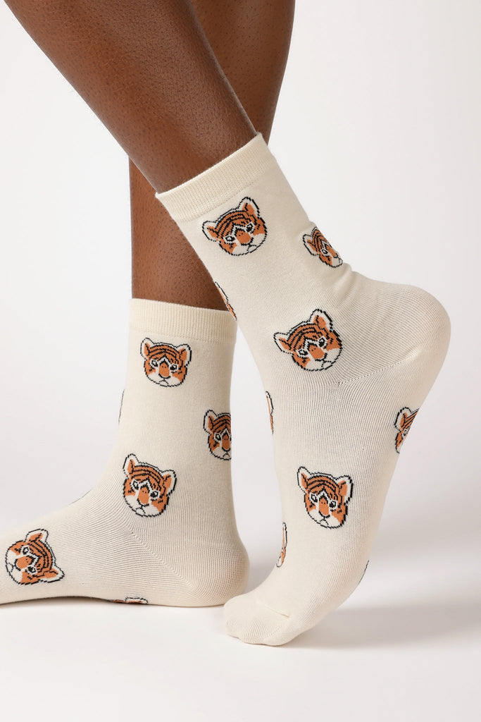 White 'Zodiac Tiger' socks_1
