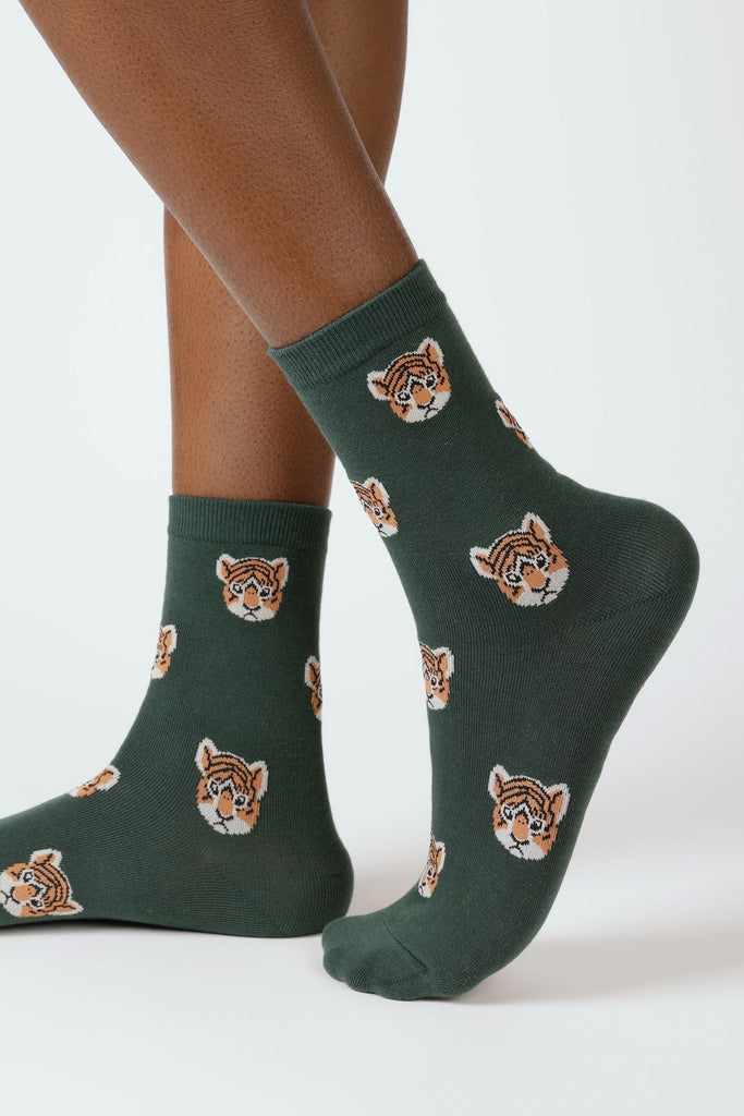 Green 'Zodiac Tiger' socks_1
