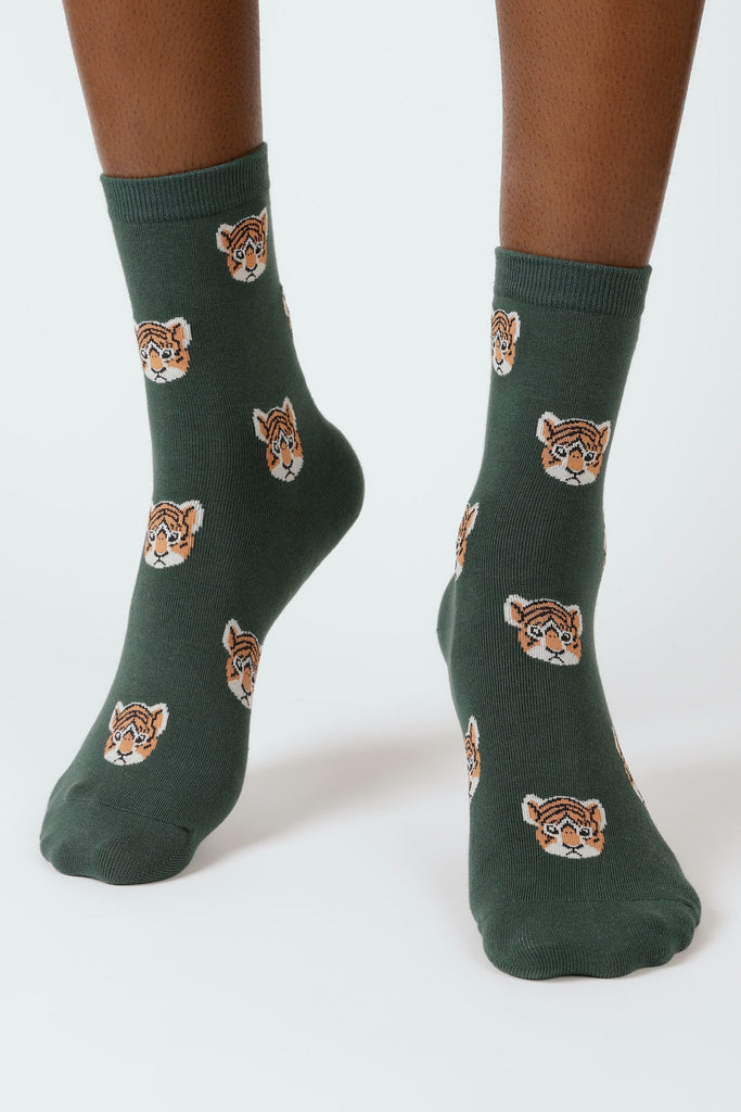Green 'Zodiac Tiger' socks_2