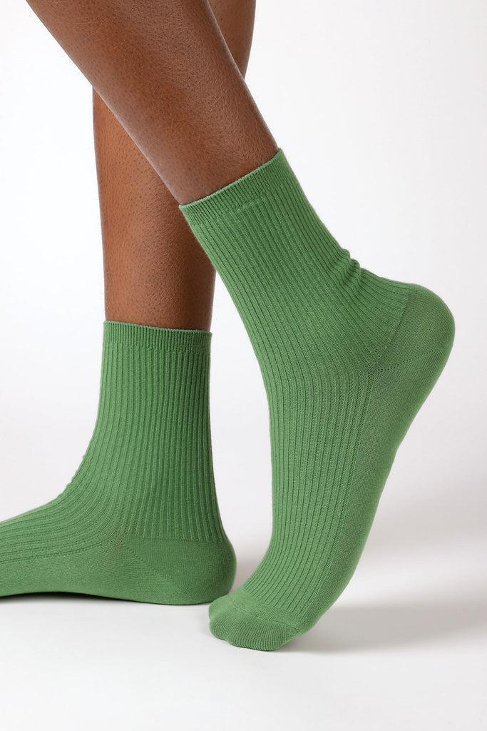 Green classic ribbed socks_1