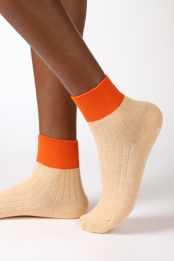 Peach and orange candy colourblock socks_1