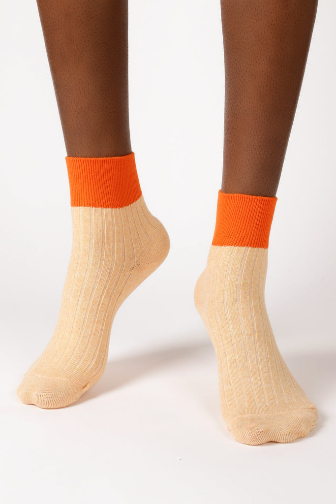 Peach and orange candy colourblock socks_2