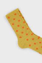 Gold and orange metallic polka dot socks_2
