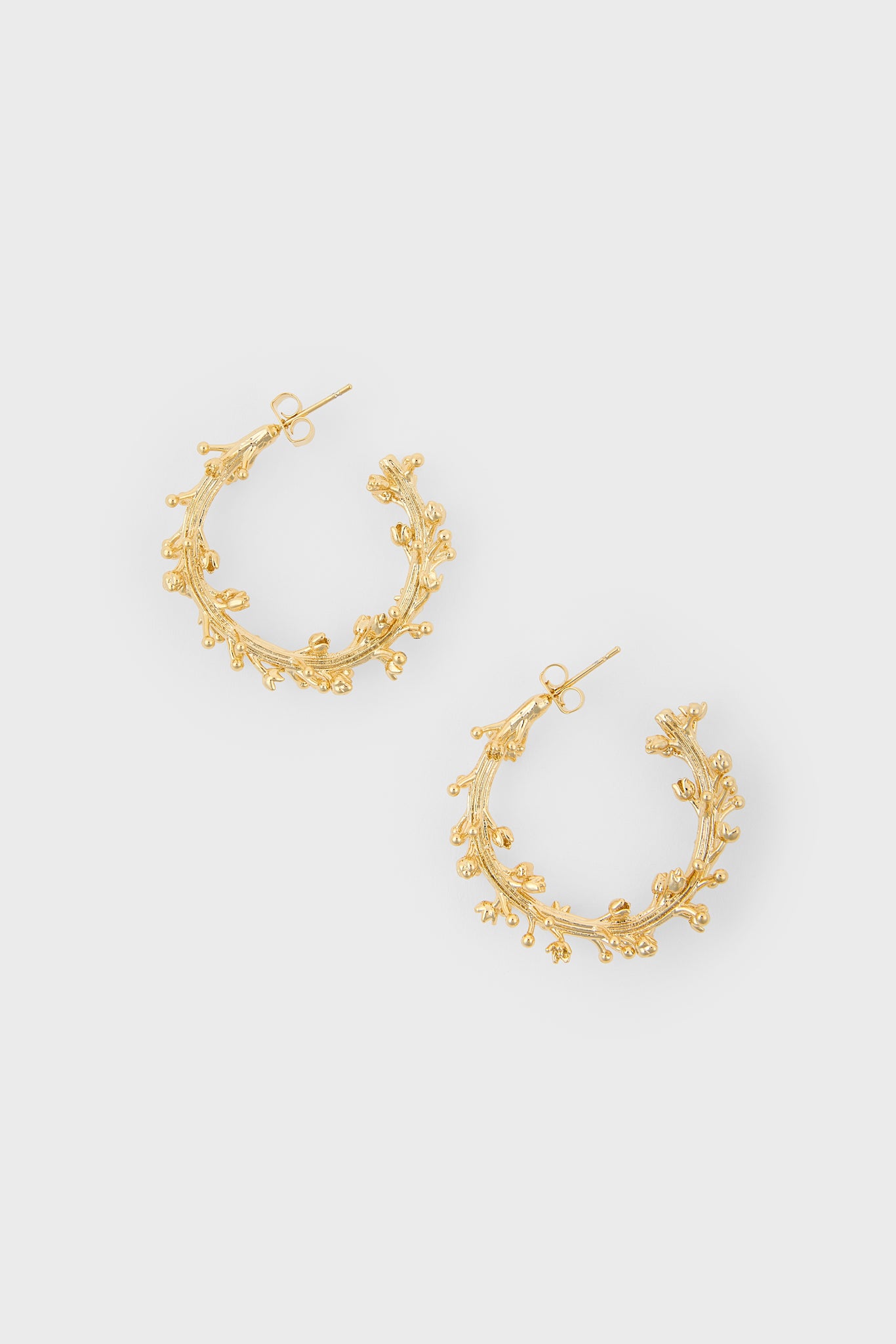 Gold branch hoop earrings_1