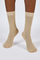 Gold glitter long ribbed socks_4