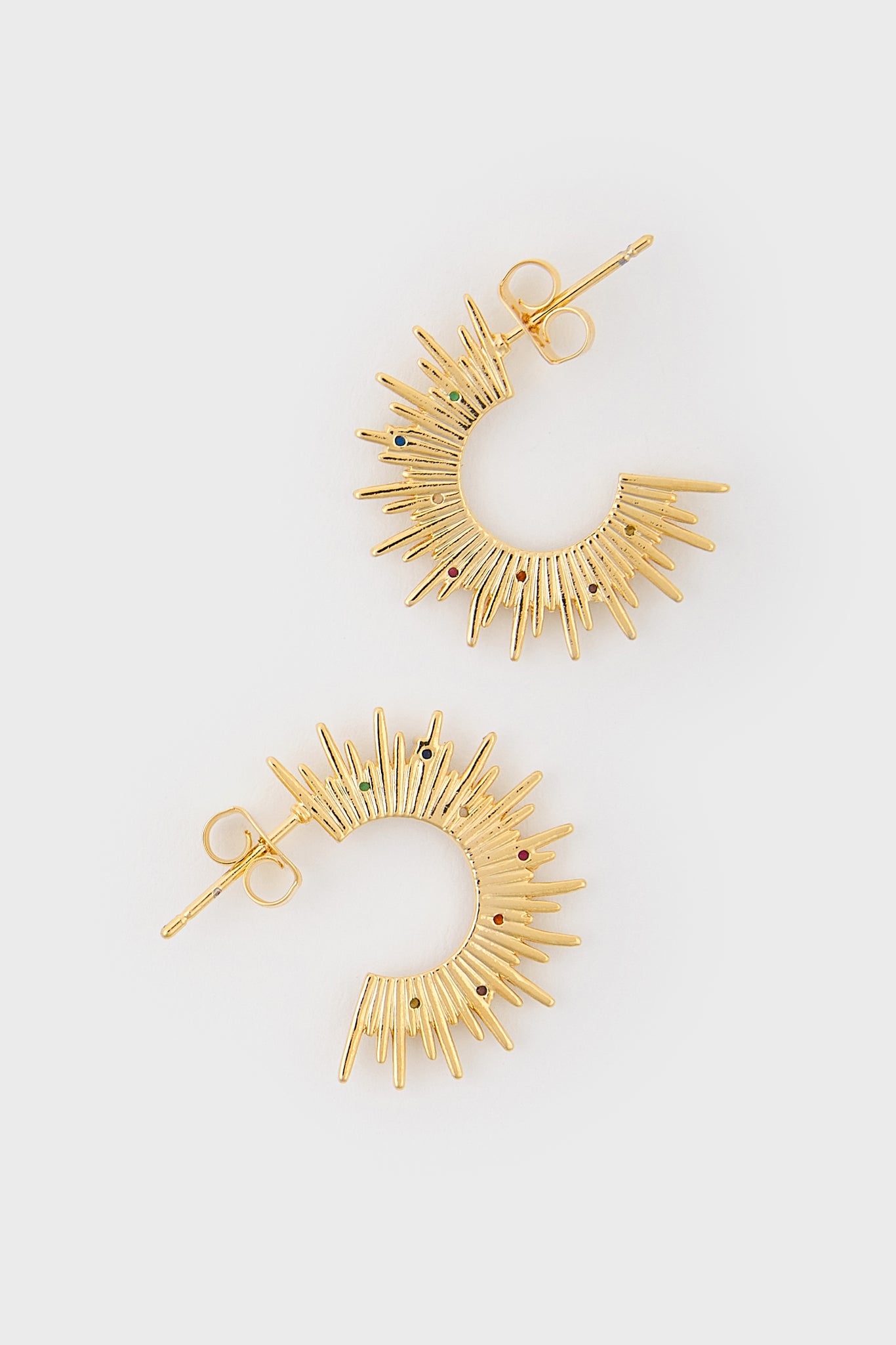Gold rainbow diamante sun burst hoop earrings_2