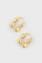 Gold rounded square mini hoop earrings_1
