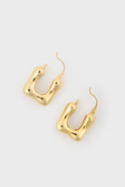 Gold rounded square mini hoop earrings_2