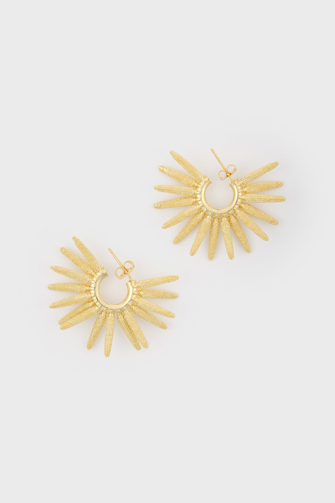 Gold thick cones starbust hoop earrings_2