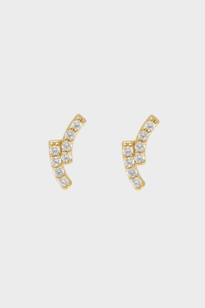 Gold double arch mini diamante studs_2