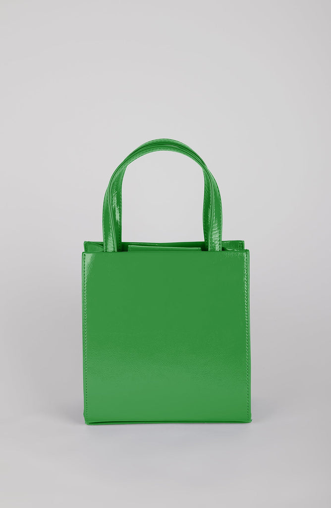 Green PVC mini tote cross body bag_1