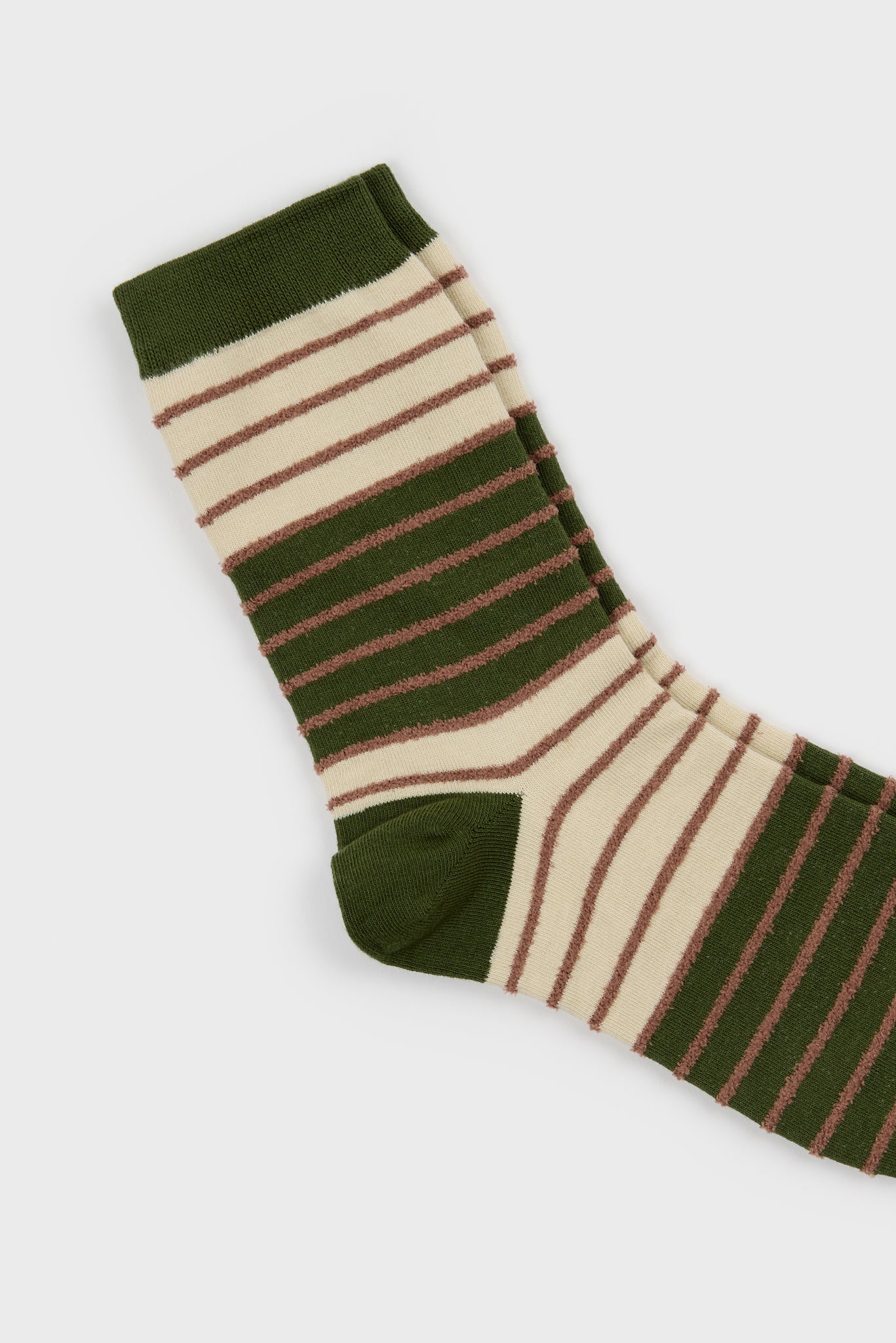 Green and beige horizontal stripe socks_2