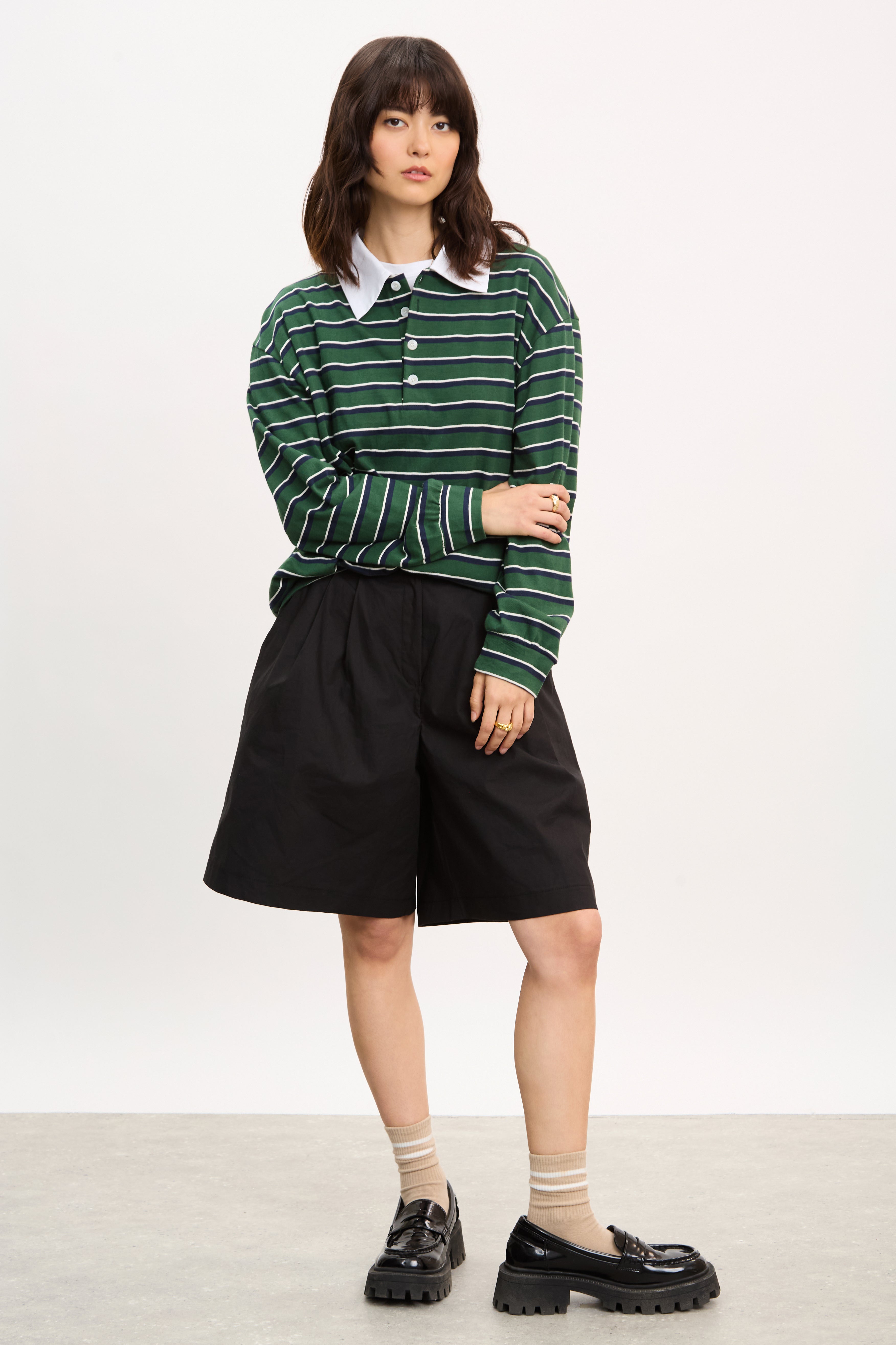 Green and navy blue striped rugby shirt_4