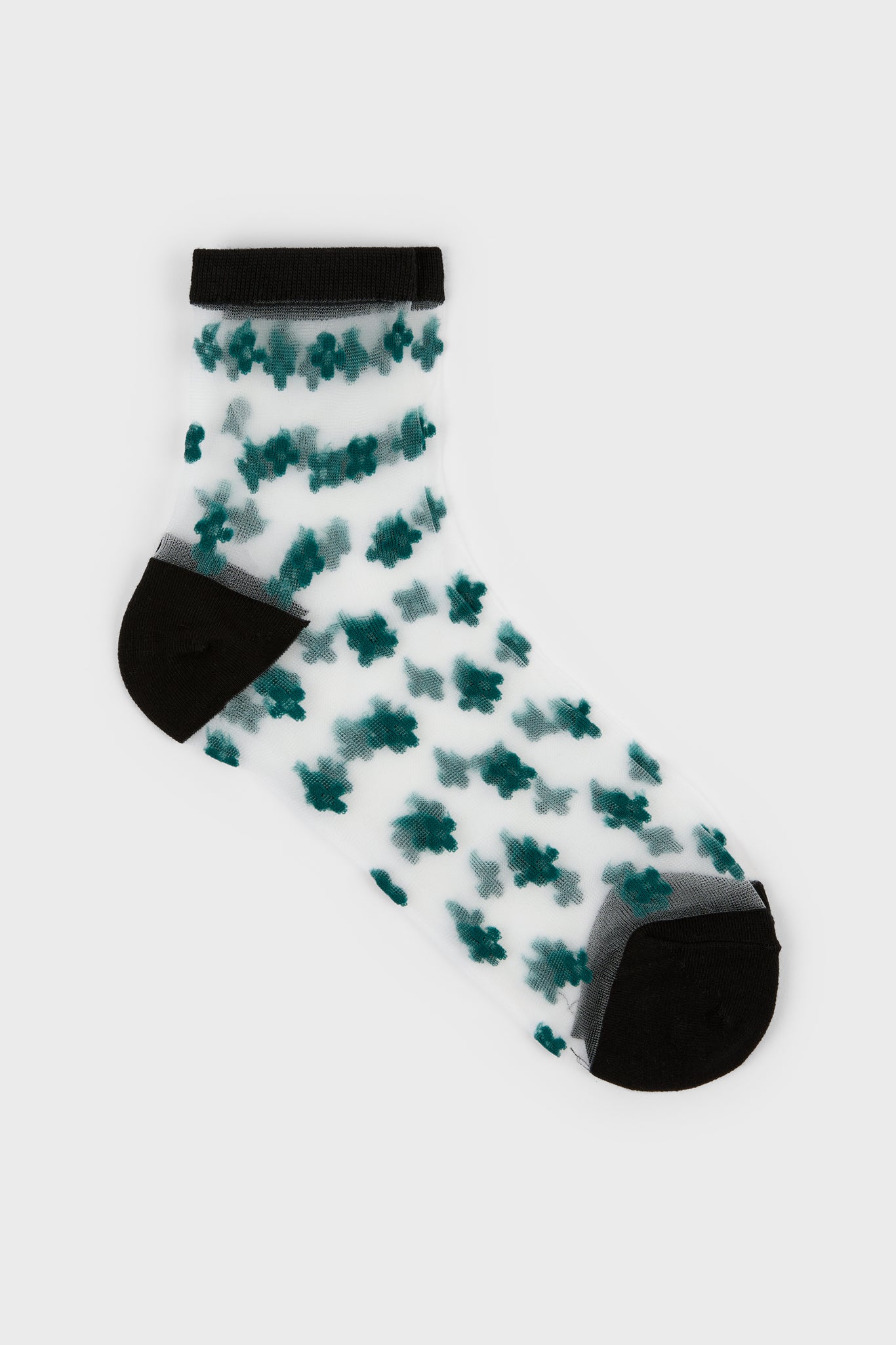 Green clover sheer black trim socks_1