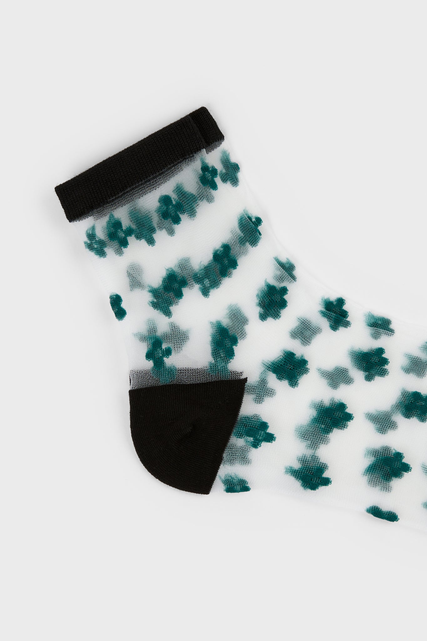 Green clover sheer black trim socks_2