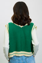 Green deep V varsity sweater vest_2