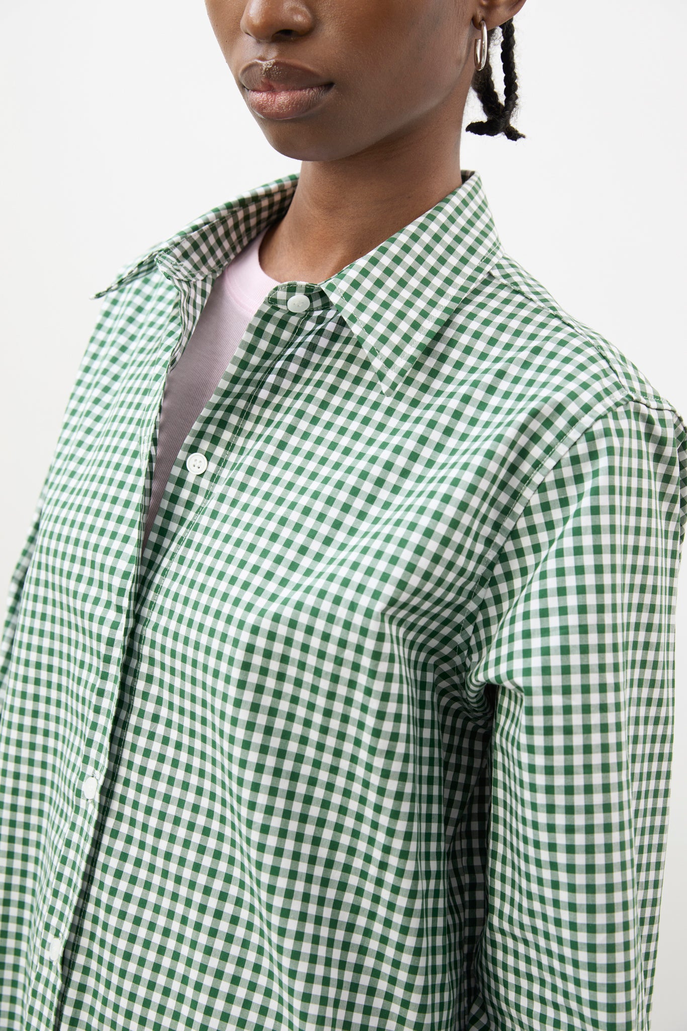 Green and ivory gingham pure cotton shirt_3