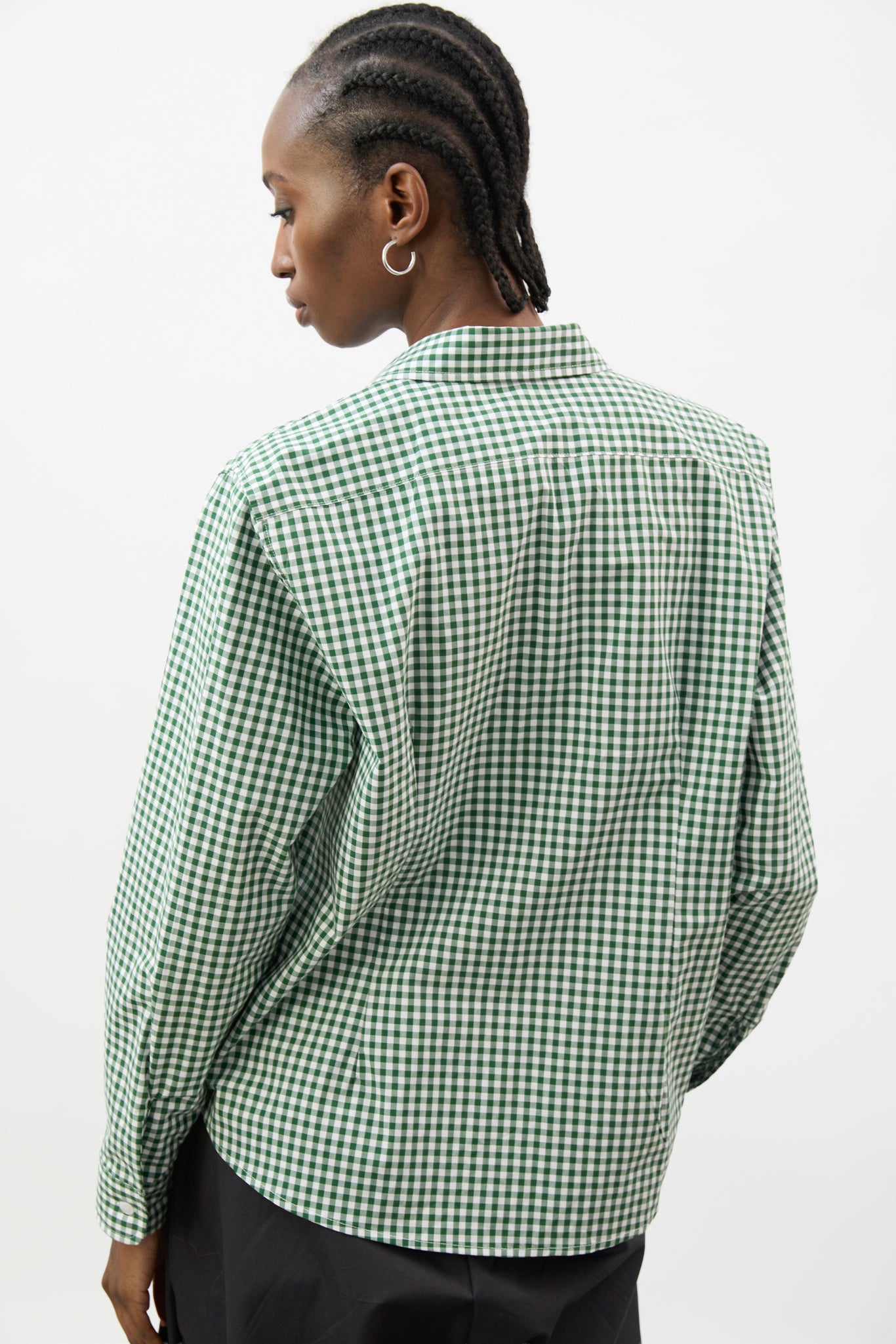 Green and ivory gingham pure cotton shirt_2