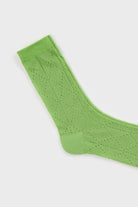 Green semi sheer dotted diamond socks_4
