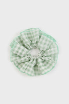 Green sheer gingham scrunchie_1