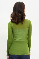 Green sheer ruffle turtleneck top_2