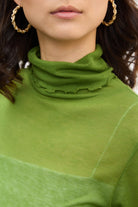 Green sheer ruffle turtleneck top_3