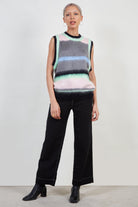 Green alpaca blend striped sweater vest_3