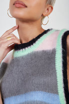 Green alpaca blend striped sweater vest_4