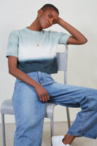 Green and black dip dye wool blend knit tee_5