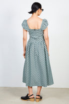 Green and black panel front midi dress_3