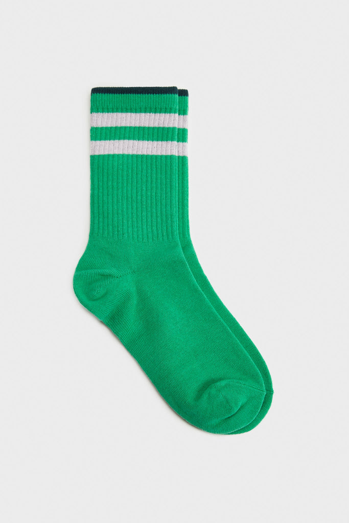Green and grey thick varsity stripe socks_2