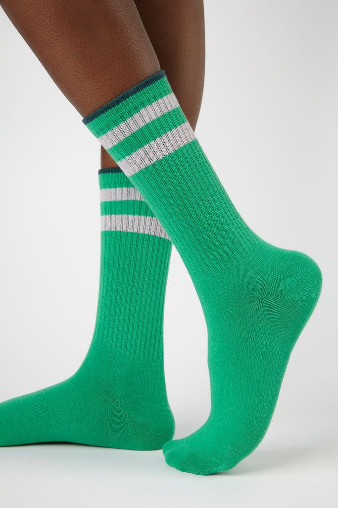 Green and grey thick varsity stripe socks_1