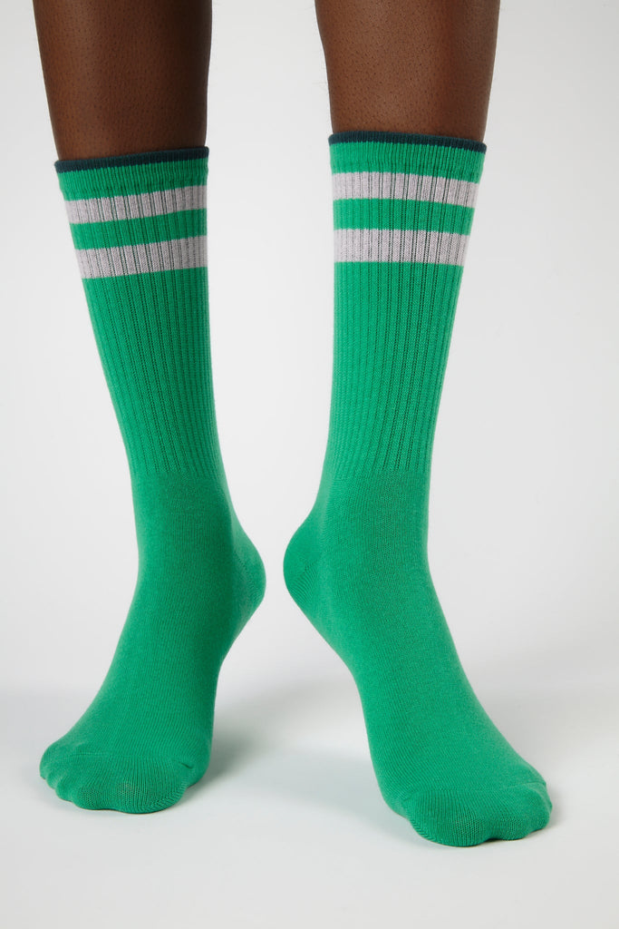 Green and grey thick varsity stripe socks_4