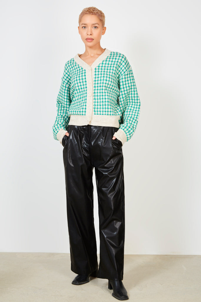 Green and oatmeal gingham check cardigan_6