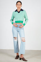 Green box check contrast collar jumper_3