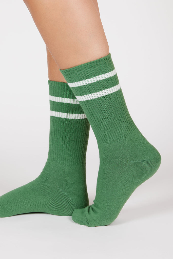 Green double varsity stripe socks_1