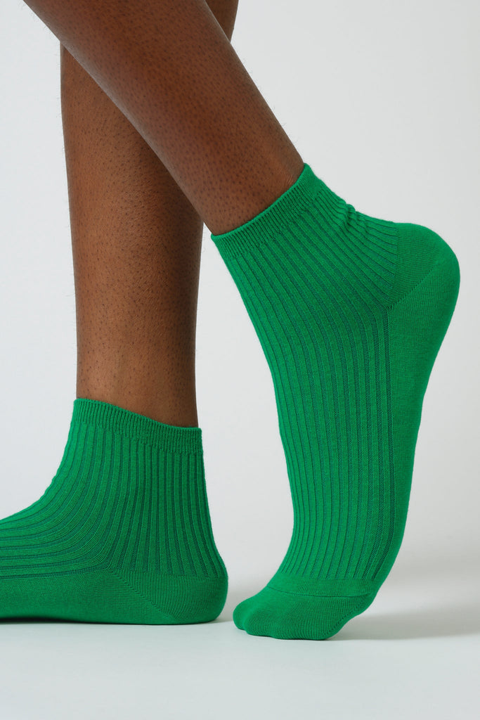 Green short cotton blend socks_1
